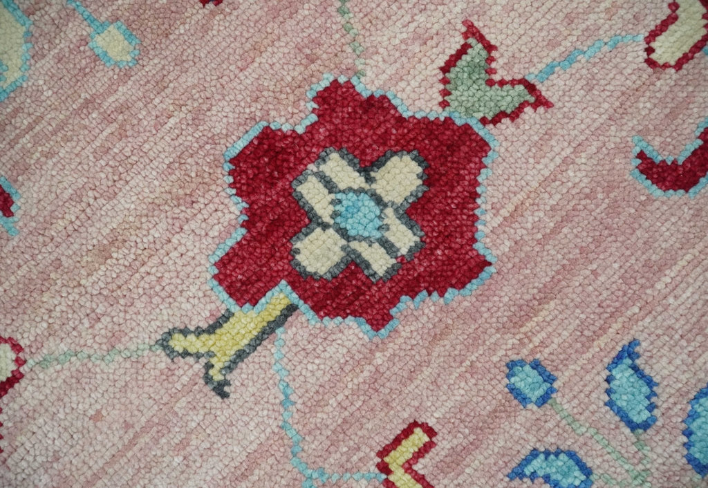 Modern Pink Rug 8x10 and 9x12 Wool Colorful Hand knotted Oushak Area Rug