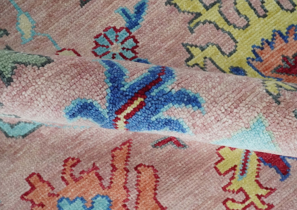 Modern Pink Rug 8x10 and 9x12 Wool Colorful Hand knotted Oushak Area Rug