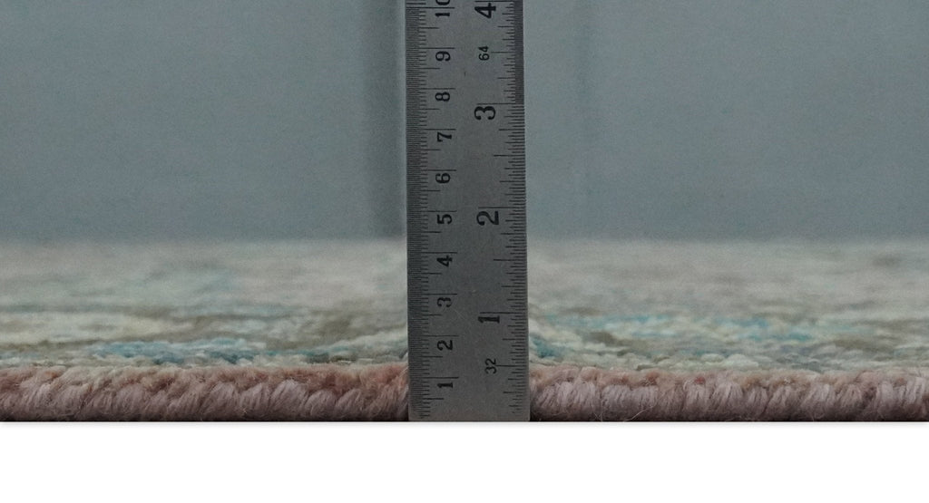 Pink, Beige and Olive Hand knotted Medallion Mamluk Design 8x10 wool Area Rug