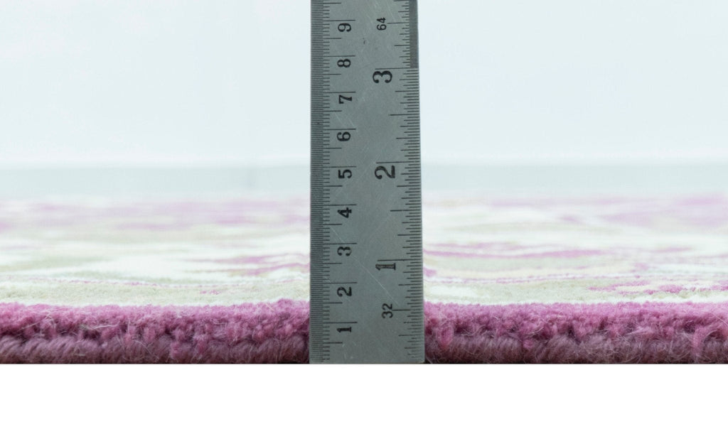 Purple, Ivory And Beige Traditional Oushak Design Hand Knotted 9x13 wool area rug