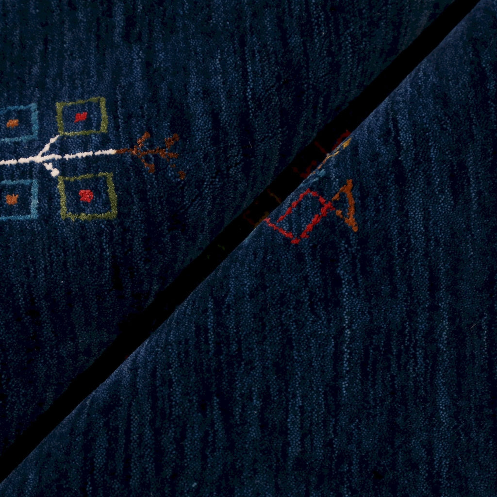 Ready to Ship Blue Tribal Center Medallion Hand Loomed Wool Area Rug