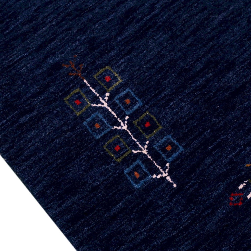 Ready to Ship Blue Tribal Center Medallion Hand Loomed Wool Area Rug