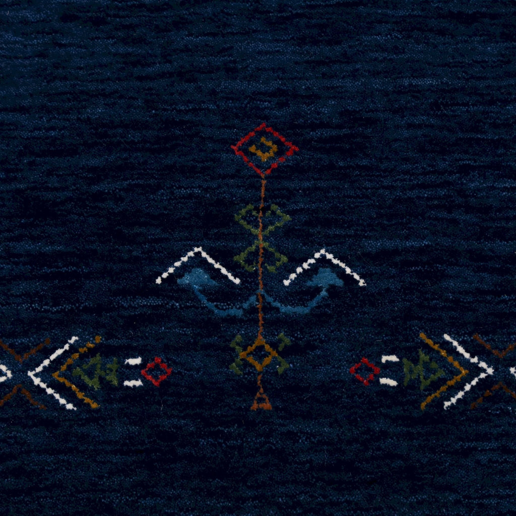 Ready to Ship Blue Tribal Center Medallion Hand Loomed Wool Area Rug