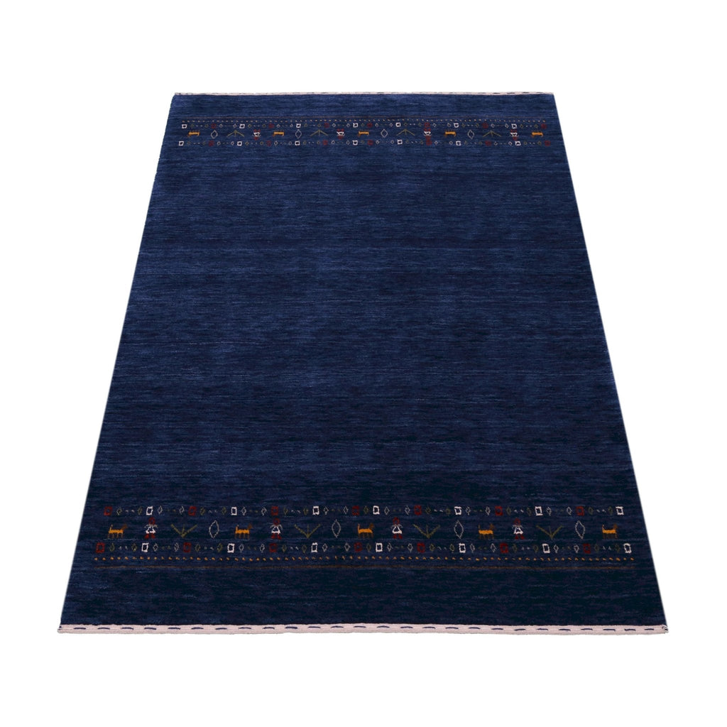 Contemporary Blue Design Hand Loomed Wool Area Rug