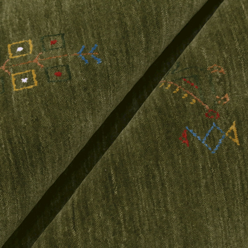 Ready to Ship Green Tribal Center Medallion Hand Loomed Wool Area Rug