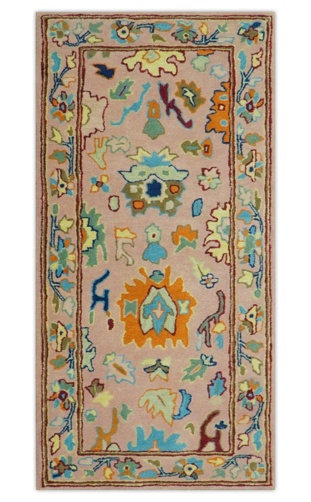 Ready to Ship Hand Tufted Pink Modern Colorful Oushak Rug, Kids, Living Room Rug