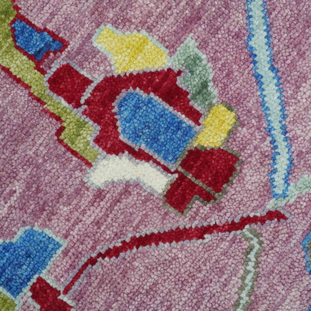 Pink Modern Oushak Rug Wool Blue Colorful Hand knotted Area Rug