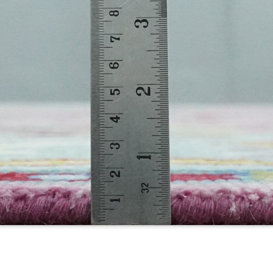 Pink Modern Oushak Rug Wool Blue Colorful Hand knotted Area Rug