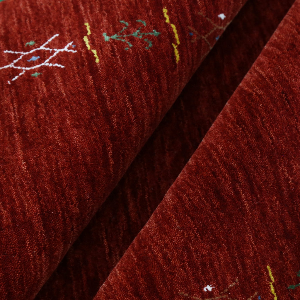 Ready to Ship Red Tribal Border Design Hand Loomed Wool Area Rug