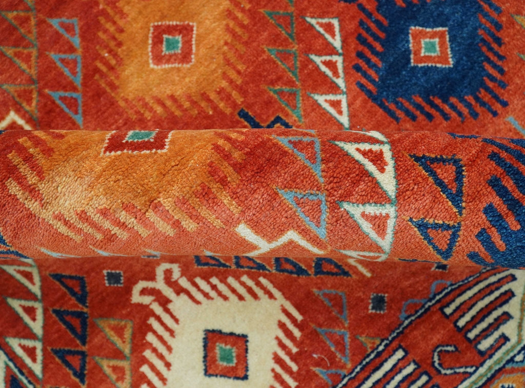 Rust Traditional Tribal Design 8x11.7 Hand Knotted wool Area Rug