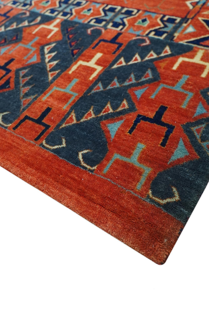 Rust Traditional Tribal Design 8x11.7 Hand Knotted wool Area Rug