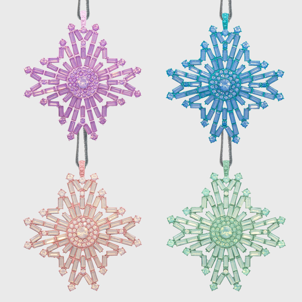 Baguette Snowflake Hanging Ornaments Boxed Set, Sherbet