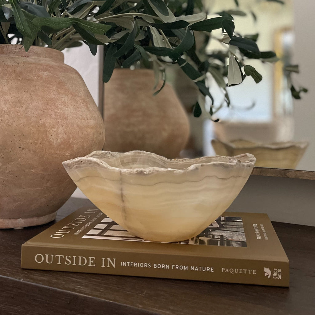 Hand Carved Amber Onyx Bowl