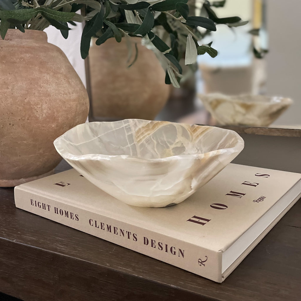 Hand Carved Amber Onyx Bowl