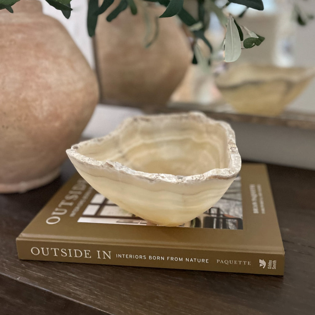 Hand Carved Amber Onyx Bowl