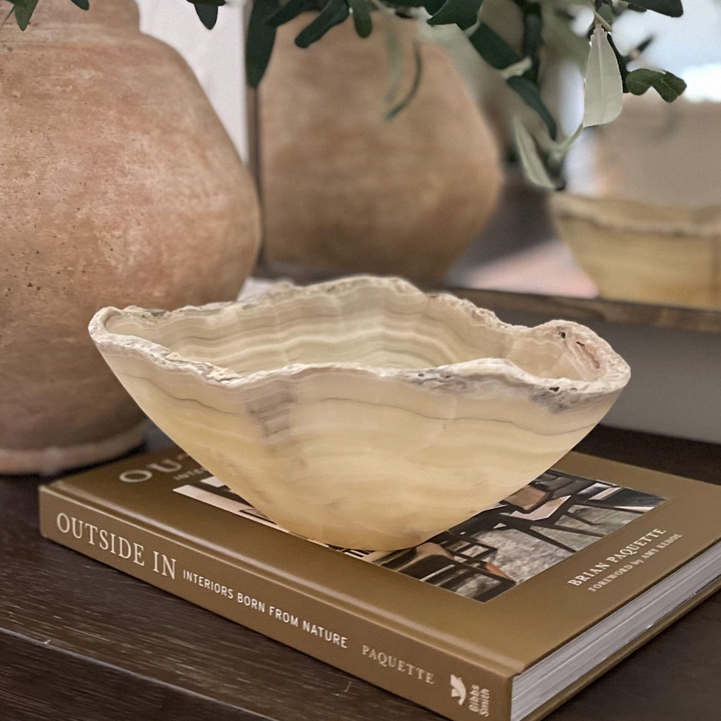 Hand Carved Amber Onyx Bowl