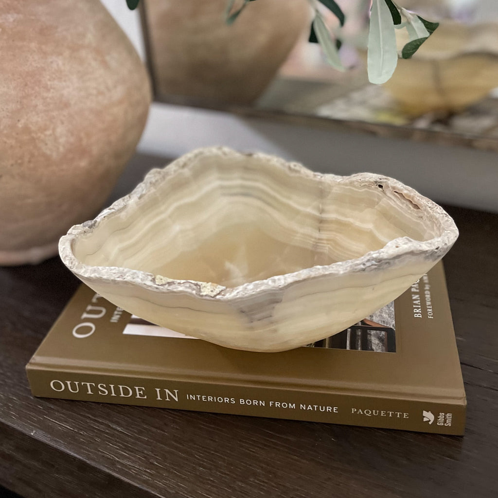 Hand Carved Amber Onyx Bowl