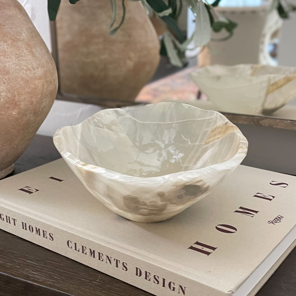 Hand Carved Amber Onyx Bowl