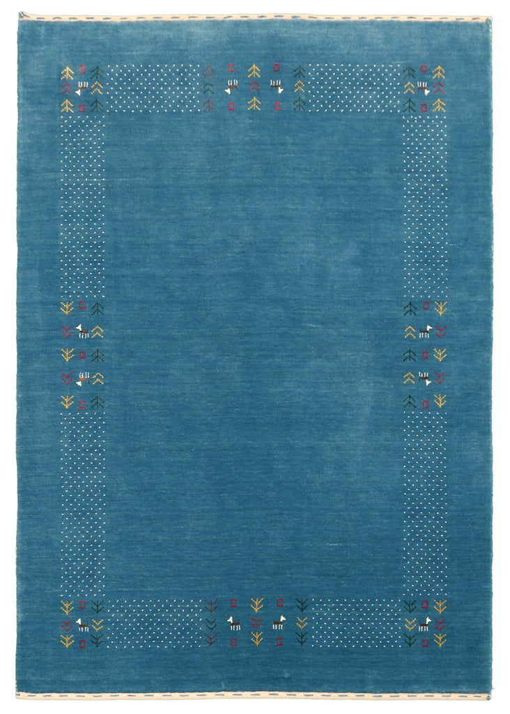 Blue Bordered Rug Solid Blue Border Design Hand Loomed Wool Area Rug | SmithHönig