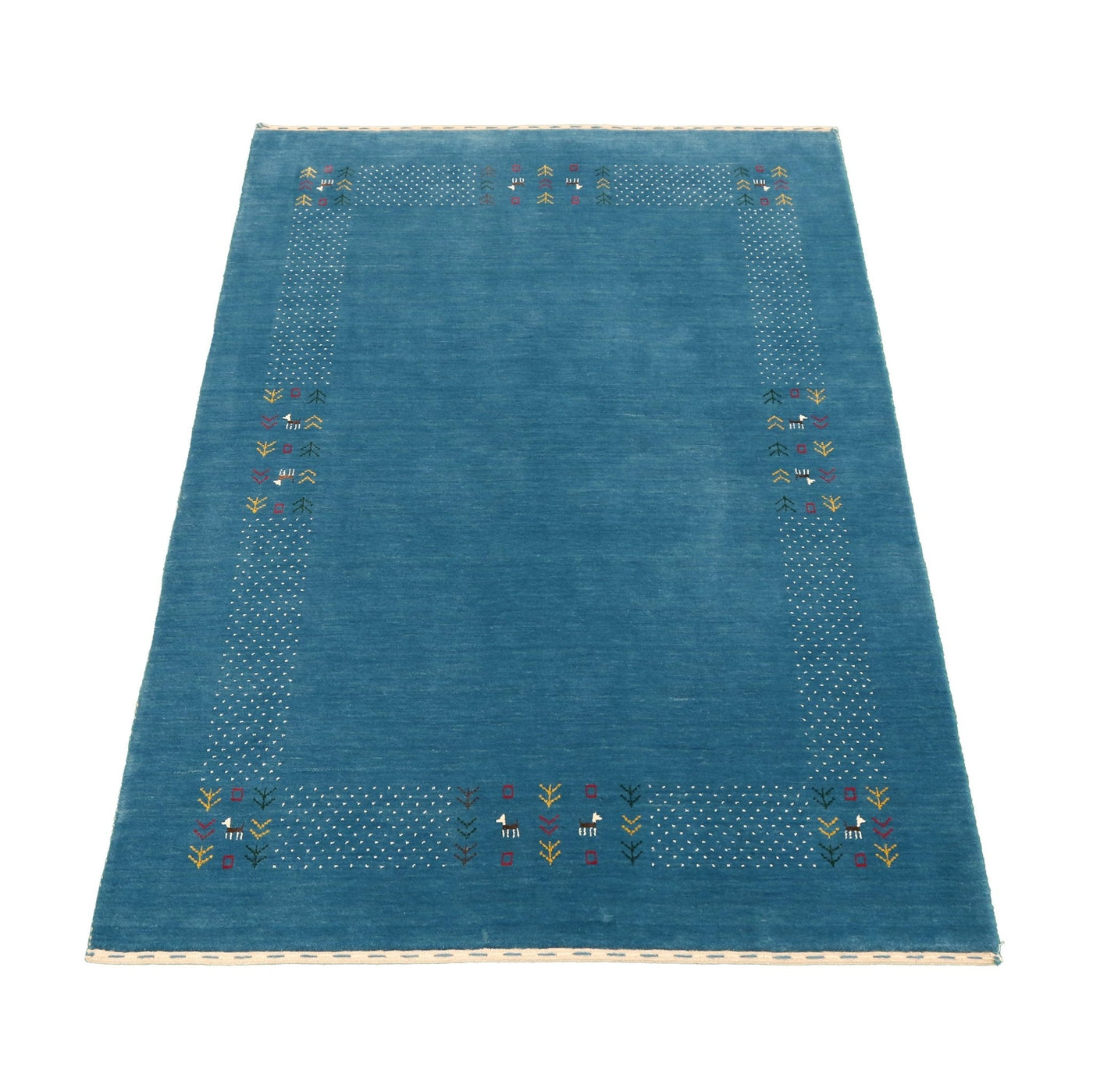 Solid Blue Rugs Solid Blue Border Design Hand Loomed Wool Area Rug | SmithHönig