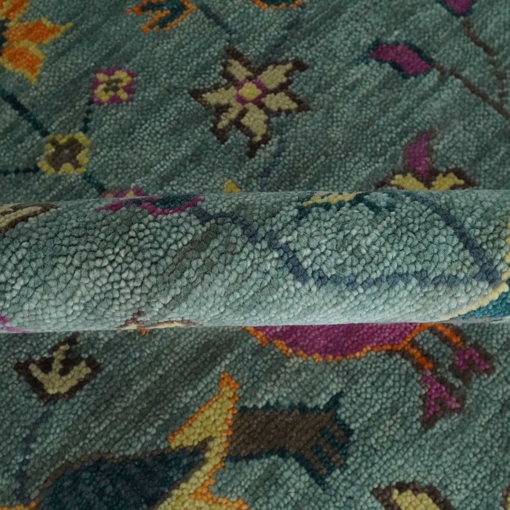 The Jungle Life Peacock on tree Rug Hand Knotted Multi Size Green Wool Rug