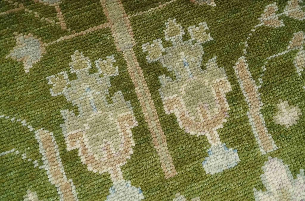 Tree of life Green and Silver Hand Knotted Traditional Floral 8x10 wool rug