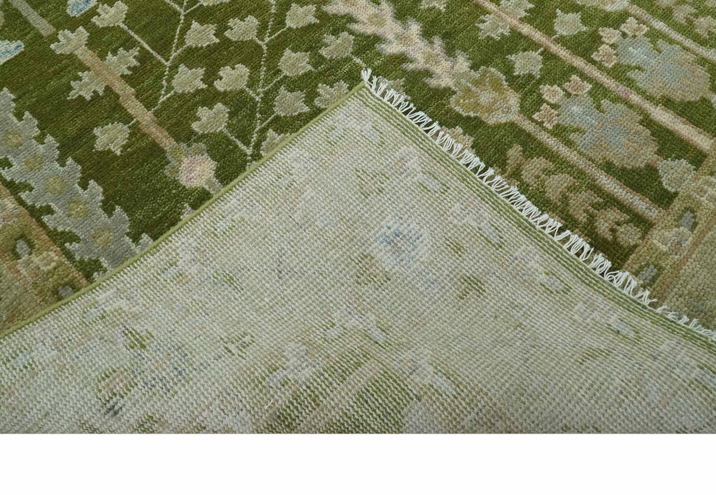 Tree of life Green and Silver Hand Knotted Traditional Floral 8x10 wool rug