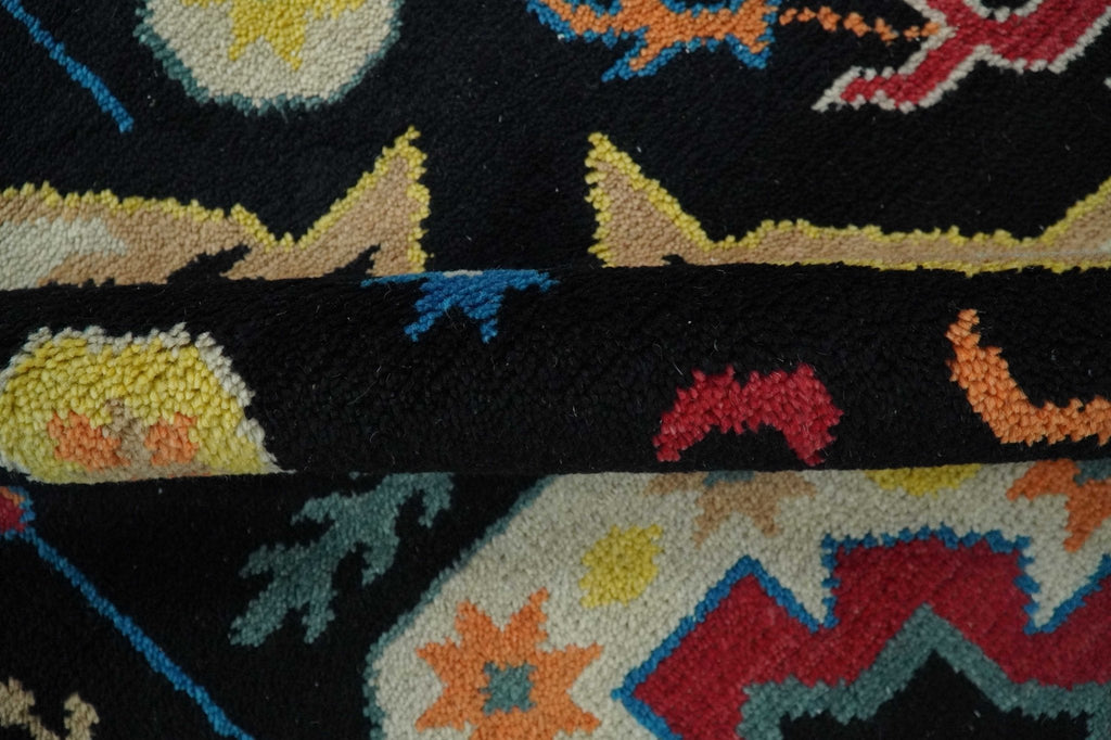 Vibrant colorful 8x10 Black, Maroon and Beige Traditional Medallion Mamluk Design wool Rug