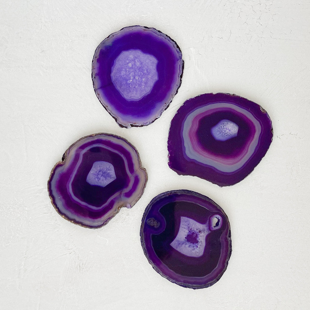 Vibrant Purple Agate Coaster Set