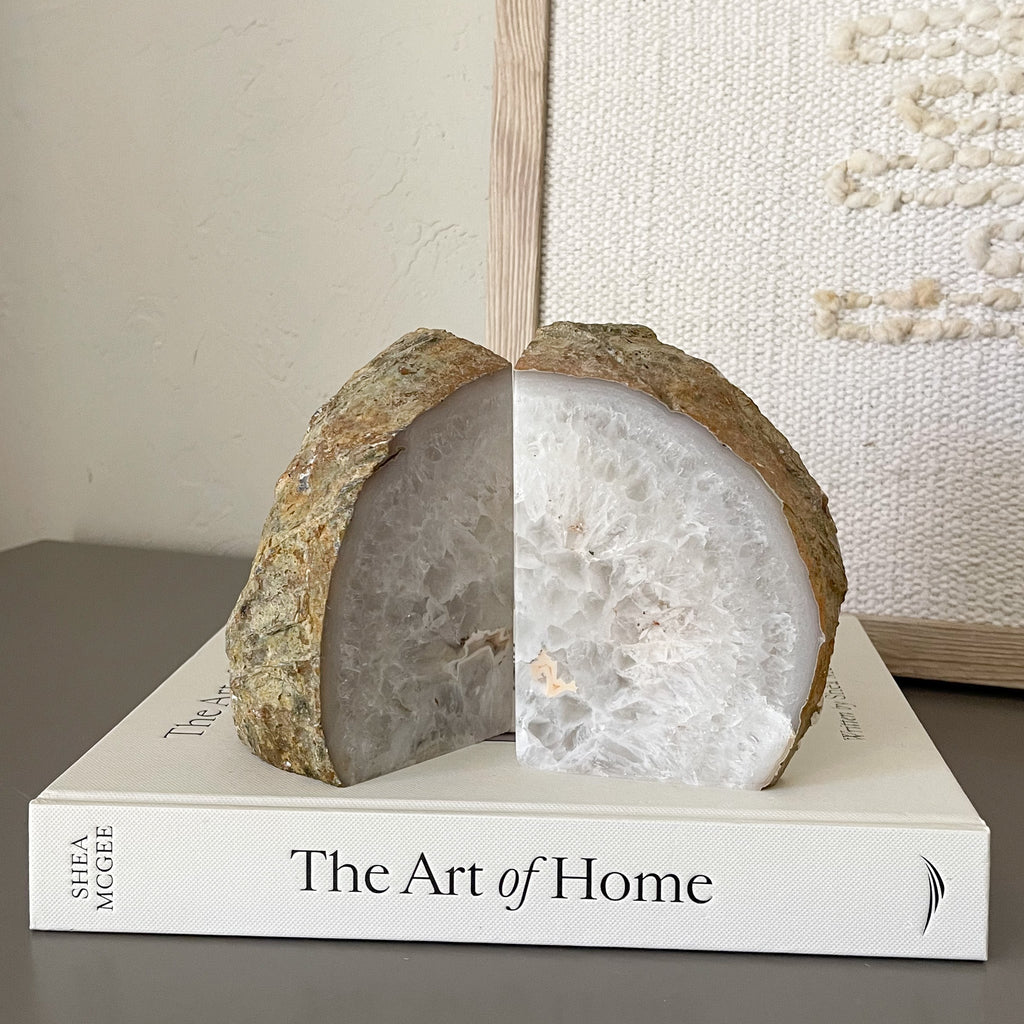 White Agate Bookend Pair