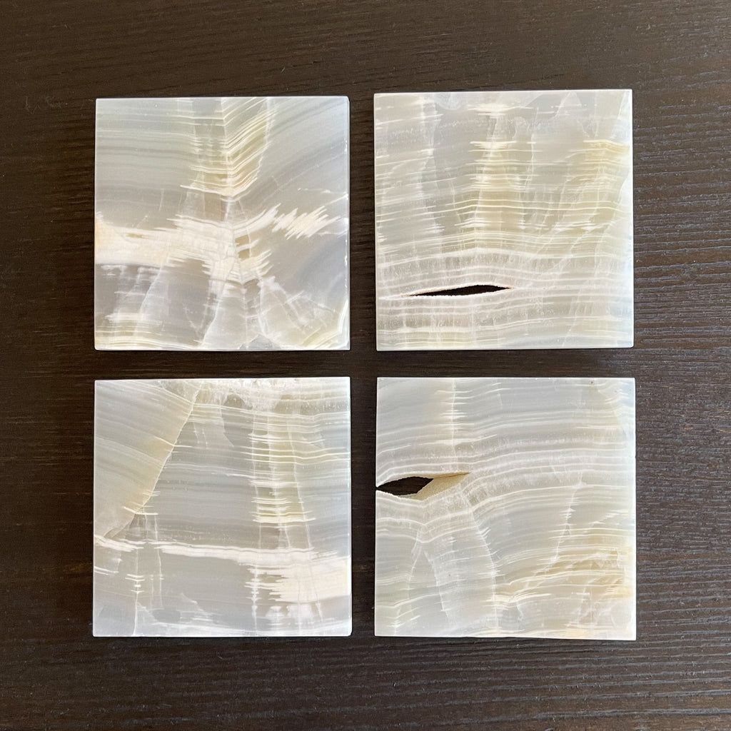 White Onyx Coaster Set