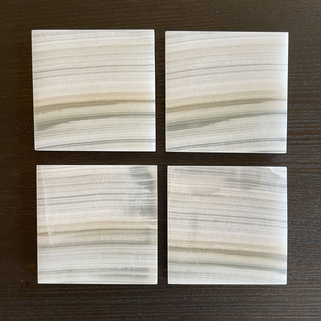 White Onyx Coaster Set