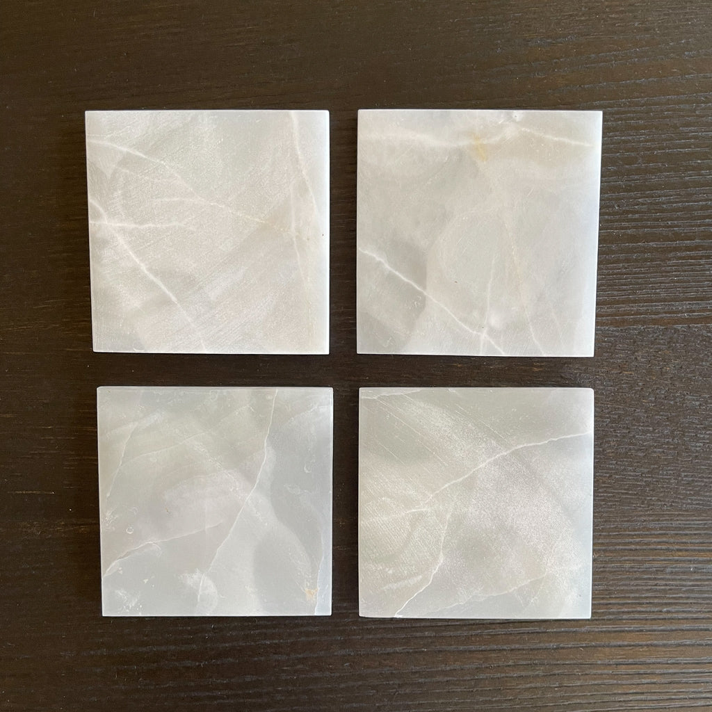 White Onyx Coaster Set