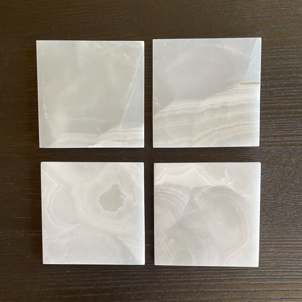 White Onyx Coaster Set