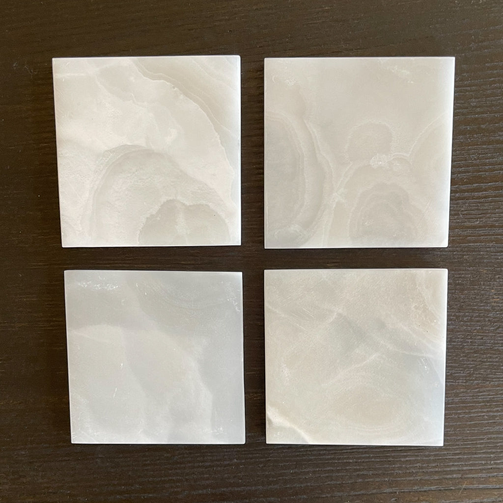 White Onyx Coaster Set