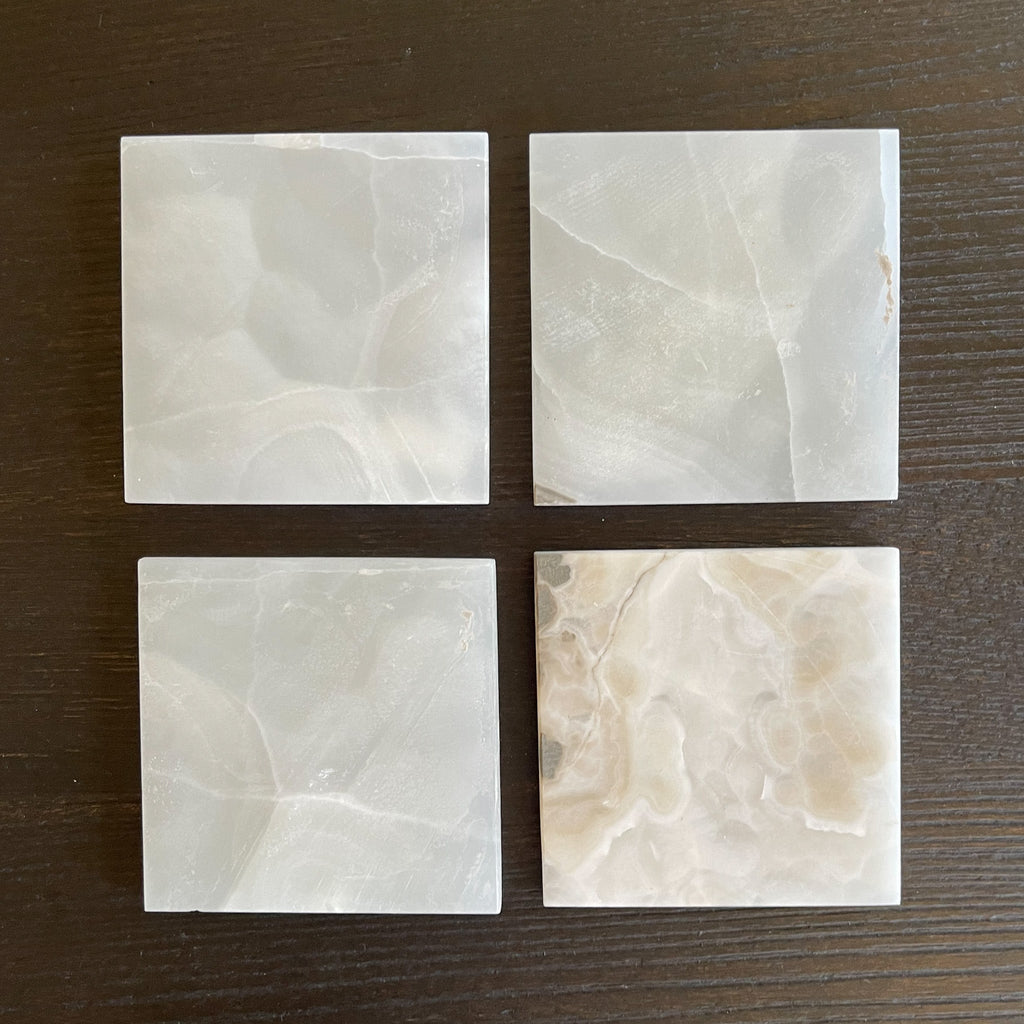 White Onyx Coaster Set