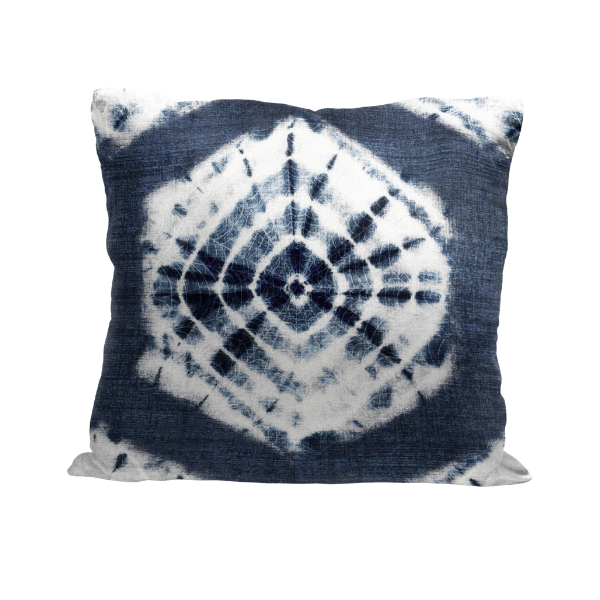Blue and White Tie Dye Pillow - Shibori Indigo
