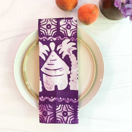 Vintage Purple Batik Napkins - Set/6