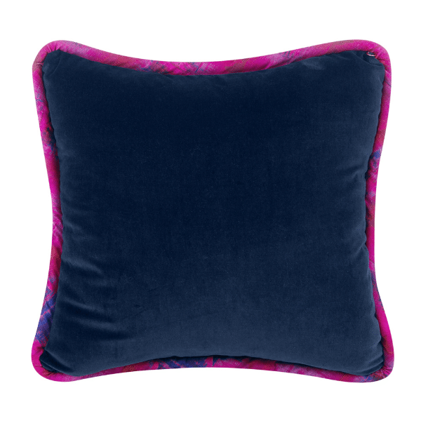 Luxurious Velvet Pillow - Navy with Navajo Road Welt 18x18