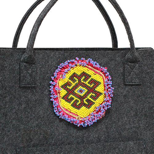 Tote with Vintage Beaded Medallion