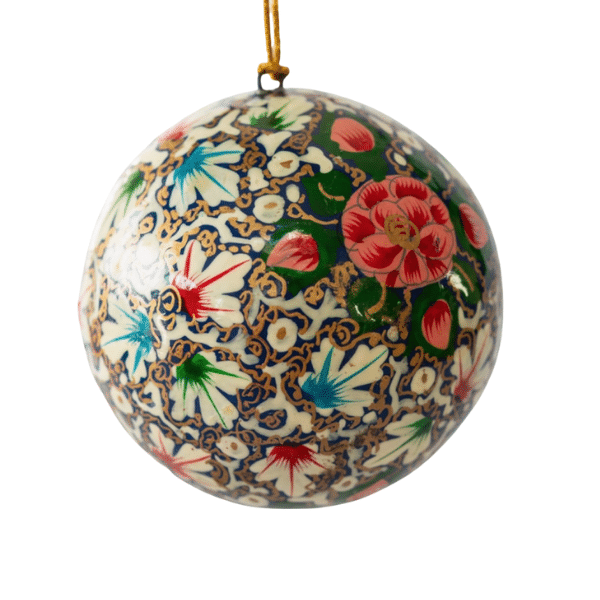 3" Handmade Floral Ornament - Cream, Gold, Pink
