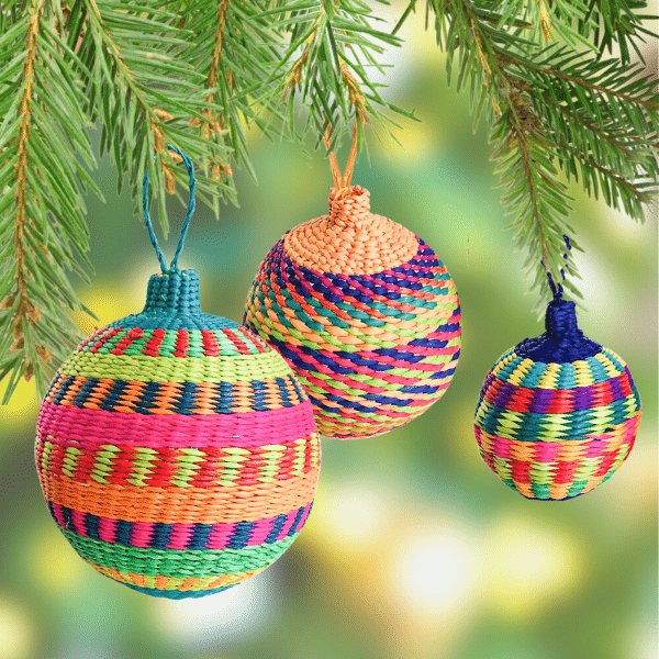 colorful christmas ornament, ethnic christmas, woven christmas