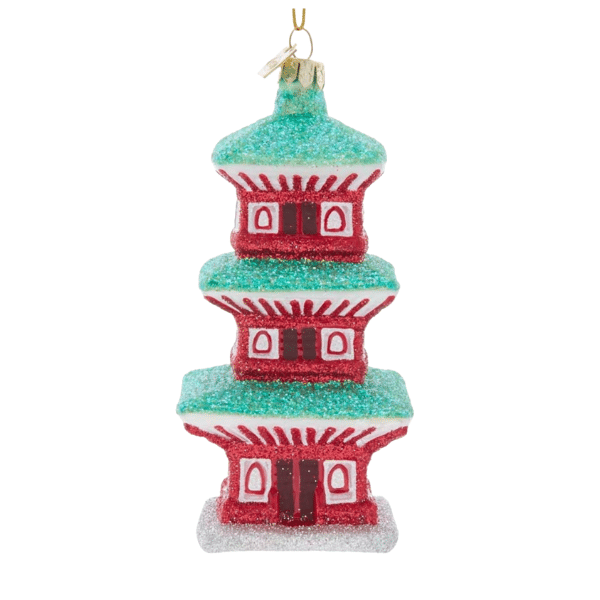 Glass Pagoda Christmas Ornament