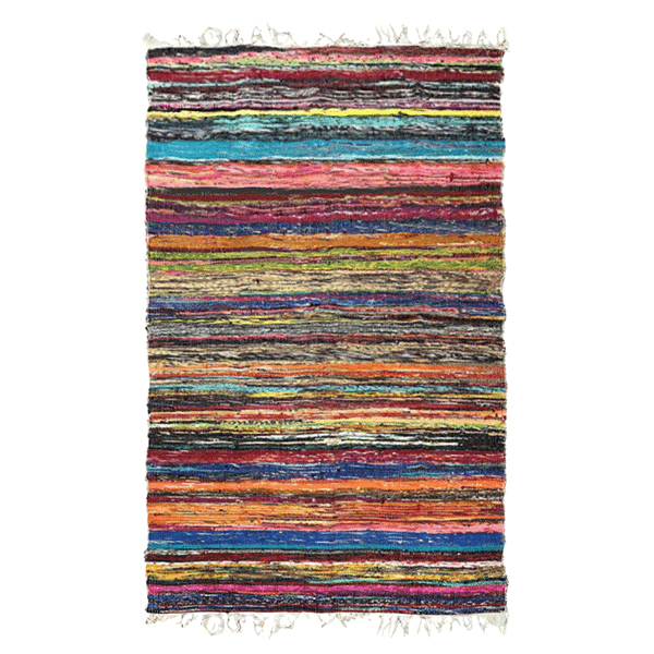 Multicolor Striped Chindi Rug