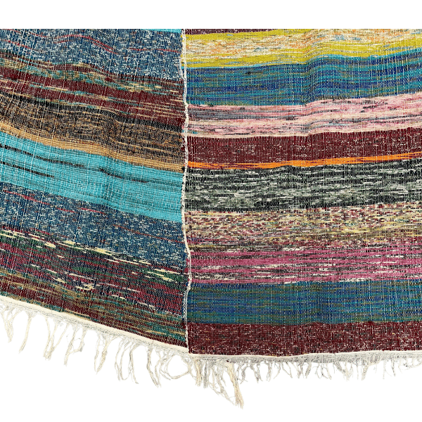 Turquoise Striped Chindi Rug