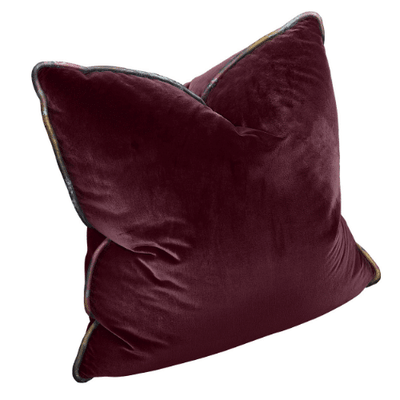 The Luxe - Square Burgundy with Vintage Gypsum Welt - SmithHönig Luxurious Solid Velvet Pillow
