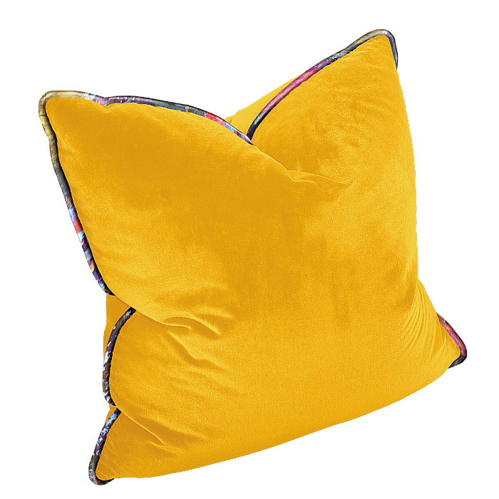 The Luxe - Large Velvet Pillow with Fabric Welt - Gold