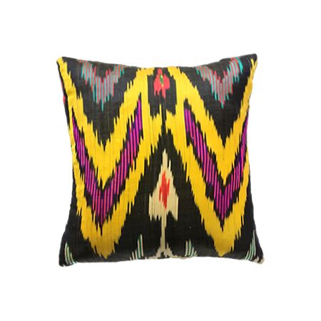 Multicolored Silk Ikat Pillow