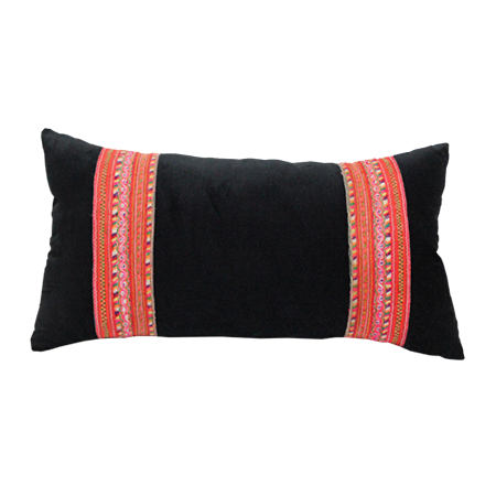 Black Velvet / Tibetan Band Pillow