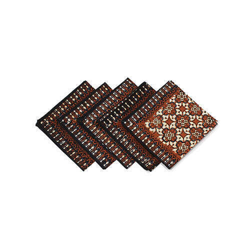 Vintage Batik Napkins - Brown/Black - Set/6
